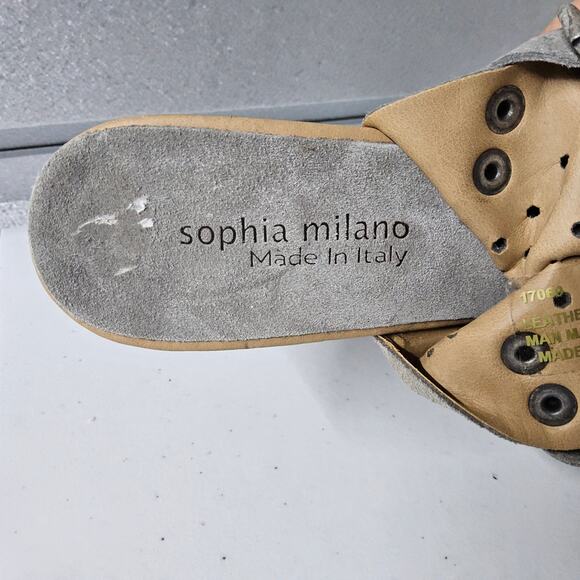 Sophia Milano Heels Womens Size 9 Gray Perforated Suede Peep Toe Sandals - Picture 9 of 9